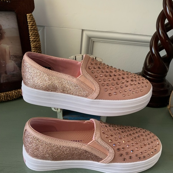 NWOT GIRLS SKECHERS FASHION SLIP ON -BLING ROSE GOLD -SZ 1 HAVE TAG STILL - Picture 4 of 7
